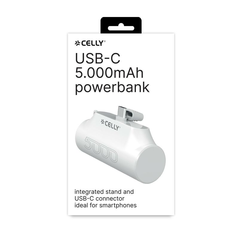 Celly-PowerBank-Compact-Usb-C-5000mAh-Bianco