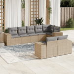 vidaXL Set Divano da Giardino 8 pz con Cuscini Beige in Polyrattan