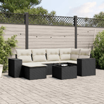 vidaXL Set Divani da Giardino con Cuscini 7pz Nero Polyrattan