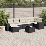 vidaXL Set Divani da Giardino con Cuscini 8 pz Nero in Polyrattan