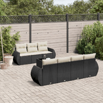 vidaXL Set Divani da Giardino con Cuscini 8 pz Nero in Polyrattan