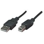 Manhattan 374507 cavo USB 0,5 m USB 2.0 USB A USB B Nero (USB-A to USB-B Cable, 0.5m, Male to Male, 480 Mbps [USB 2.0],