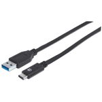 Manhattan 353373 cavo USB 1 m USB 3.2 Gen 2 [3.1 Gen 2] USB A USB C Nero (USB-C to USB-A Cable, 1m, Male to Male, 10 Gbp