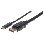 Manhattan 152471 cavo e adattatore video 1 m USB tipo-C DisplayPort Nero (USB-C to DisplayPort Cable, 4K@60Hz, 1m, Male