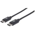 Manhattan 353342 cavo USB 1 m USB 2.0 USB C Nero (USB-C to USB-C Cable, 1m, Male to Male, 480 Mbps [USB 2.0], 3A [fast c