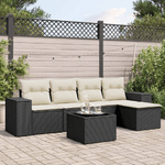 vidaXL Set Divano da Giardino 6 pz con Cuscini Nero in Polyrattan