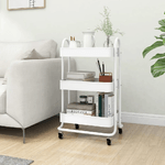 VidaXL Carrello a 3 Livelli Bianco 43x34x79 cm in Acciaio