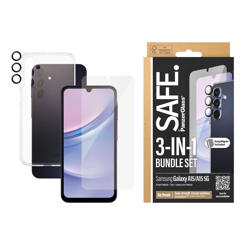 PanzerGlass-SAFE-Set-di-protezioni-3-in-1-Samsung-Galaxy-per-Samsung-Galaxy-A15-A15-5G