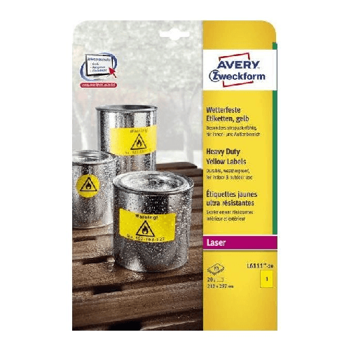 Avery Etichette gialle in poliestere - 210 x 297 mm