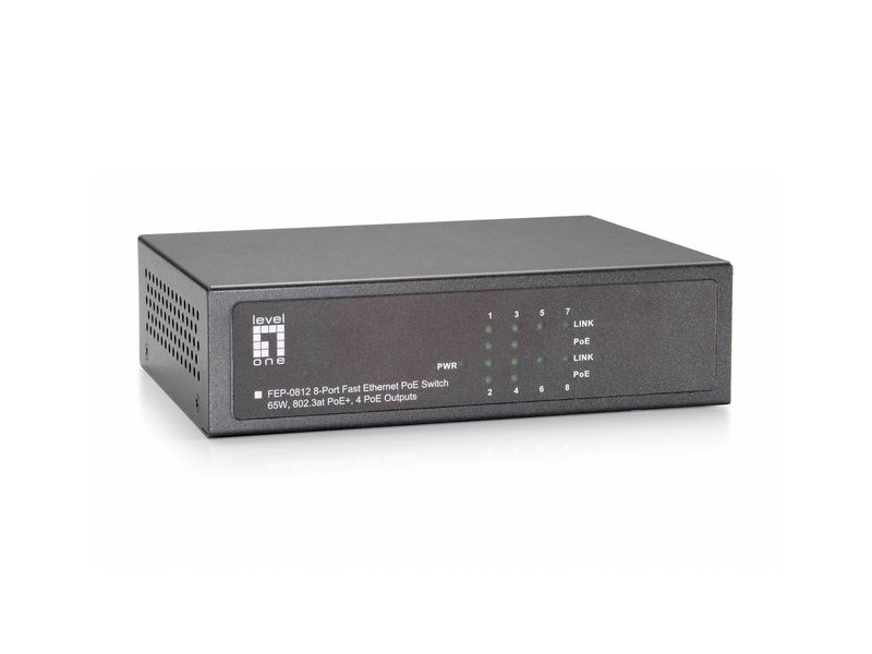 LevelOne-FEP-0812W90-switch-di-rete-Fast-Ethernet--10-100--Supporto-Power-over-Ethernet--PoE--Grigio