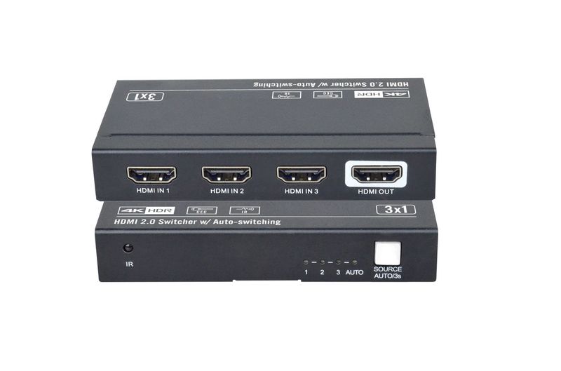 Vivolink-VLSW131-conmutador-de-vAƒA­deo-HDMI--HDMI-switcher-3x1-4K-60Hz---with-CEC-and-IR-.---Warranty--36M-