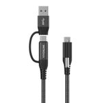 Vivolink PROUSBCMM1.5ADP cavo USB 1,5 m USB 3.2 Gen 2 [3.1 Gen 2] USB C Nero (USB-C Cable two in one 1,5m - Black - Warr