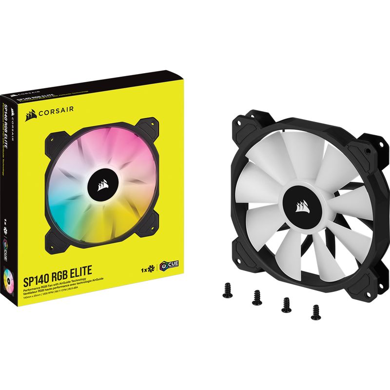 Corsair-SP140-RGB-ELITE-Case-per-computer-Ventilatore-14-cm-Nero-1-pz--Corsair-iCUE-SP140-ELITE-Performance-14cm-PWM-RGB