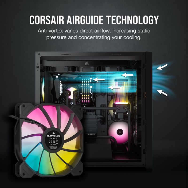 Corsair-SP140-RGB-ELITE-Case-per-computer-Ventilatore-14-cm-Nero-1-pz--Corsair-iCUE-SP140-ELITE-Performance-14cm-PWM-RGB