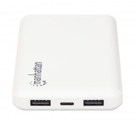 Manhattan-406277-batteria-portatile-Polimeri-di-litio--LiPo--10000-mAh-Bianco--Power-Bank-10000-mAh-Output--2x-USB-A--