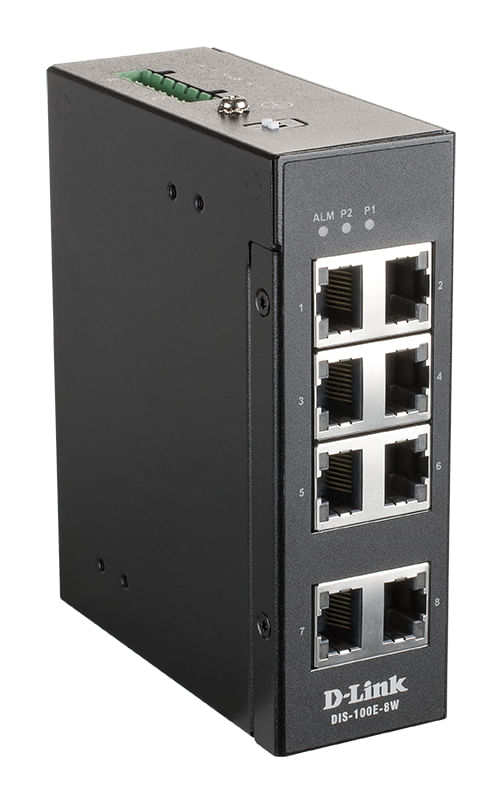 Switch-unmanageable-IndustrialeA 8-Ports-10-100---Formato-Rail-DIN