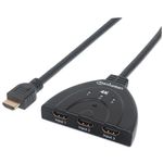 Manhattan 207874 conmutador de vÃƒÂ­deo HDMI (HDMI Switch 3-Port, 4K@60Hz, Connects x3 HDMI sources to x1 display, Manua