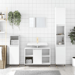 vidaXL Set Mobili da Bagno 3 pz Bianco Lucido in Legno ingegnerizzato