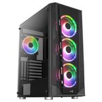 AEROCOOL PRISM ARGB MIDI-TOWER, TEMPERED GLASS - BLACK