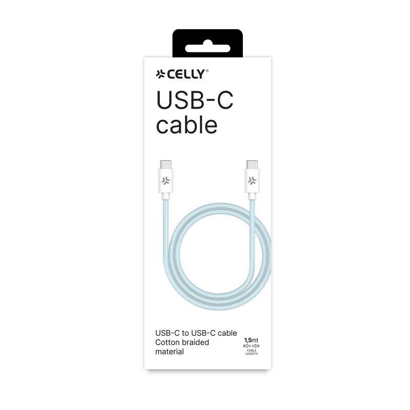 Celly-Cavo-Usb-C-a-Usb-C-1.5mt-Blu-Cotton