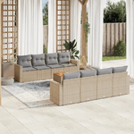 VidaXL Set Divano da Giardino 9 pz con Cuscini Beige in Polyrattan