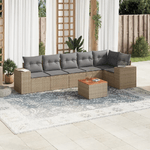 VidaXL Set Divani da Giardino 7 pz con Cuscini Beige in Polyrattan