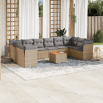 VidaXL Set Divani da Giardino 11 pz con Cuscini Beige in Polyrattan