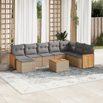 VidaXL Set Divano da Giardino 9 pz con Cuscini Beige in Polyrattan