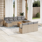 VidaXL Set Divani da Giardino 11 pz con Cuscini Beige in Polyrattan