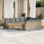 VidaXL Set Divano da Giardino 11 pz con Cuscini Beige Misto Polyrattan