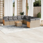 VidaXL Set Divani da Giardino 11 pz con Cuscini Beige in Polyrattan