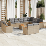 VidaXL Set Divano da Giardino 13 pz con Cuscini Beige in Polyrattan