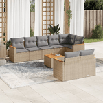 VidaXL Set Divano da Giardino 9 pz con Cuscini Beige Misto Polyrattan