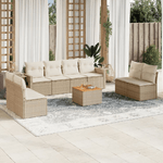 VidaXL Set Divano da Giardino 9 pz con Cuscini Beige in Polyrattan