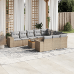 VidaXL Set Divani da Giardino 11 pz con Cuscini Beige in Polyrattan