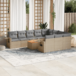 VidaXL Set Divano da Giardino 11 pz con Cuscini Beige Misto Polyrattan