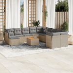 VidaXL Set Divano da Giardino 12 pz con Cuscini Beige Misto Polyrattan