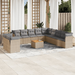 VidaXL Set Divano da Giardino 12 pz con Cuscini Beige Misto Polyrattan