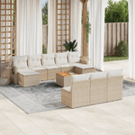 VidaXL Set Divani da Giardino 11 pz con Cuscini Beige in Polyrattan