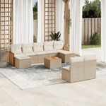 VidaXL Set Divano da Giardino 10 pz con Cuscini Beige in Polyrattan