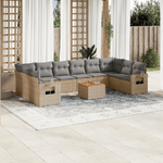 VidaXL Set Divani da Giardino 11 pz con Cuscini Beige in Polyrattan