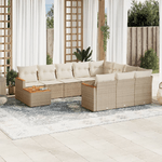 VidaXL Set Divani da Giardino 11 pz con Cuscini Beige in Polyrattan