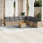 VidaXL Set Divano da Giardino 10 pz con Cuscini Beige Misto Polyrattan