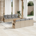 VidaXL Set Divano da Giardino 9 pz con Cuscini Beige Misto Polyrattan