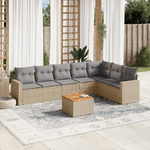 VidaXL Set Divano da Giardino 8 pz con Cuscini Beige in Polyrattan