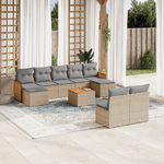 VidaXL Set Divano da Giardino 10 pz con Cuscini Beige in Polyrattan