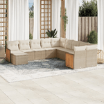 VidaXL Set Divani da Giardino 11 pz con Cuscini Beige in Polyrattan