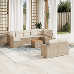 VidaXL Set Divano da Giardino 10 pz con Cuscini Beige in Polyrattan