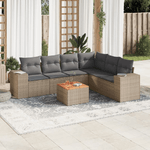 VidaXL Set Divani da Giardino 7 pz con Cuscini Beige in Polyrattan