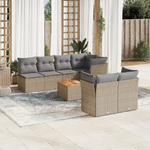 VidaXL Set Divano da Giardino 8 pz con Cuscini Beige in Polyrattan